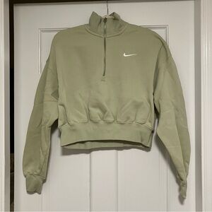 Nike Sportswear Phoenix Fleece 1/2 Zip Cropped Sweatshirt Green Limestone M